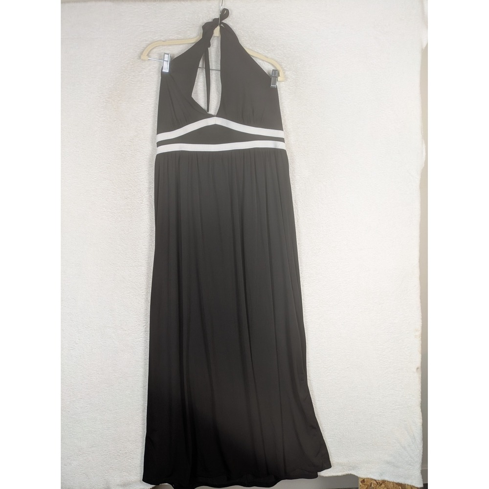 Sofia by Sofia Vergara Maxi Dress Women's XL Jet Black Halter Contrast Banding